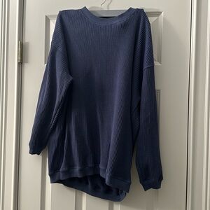 Oversized navy blue waffle crew neck